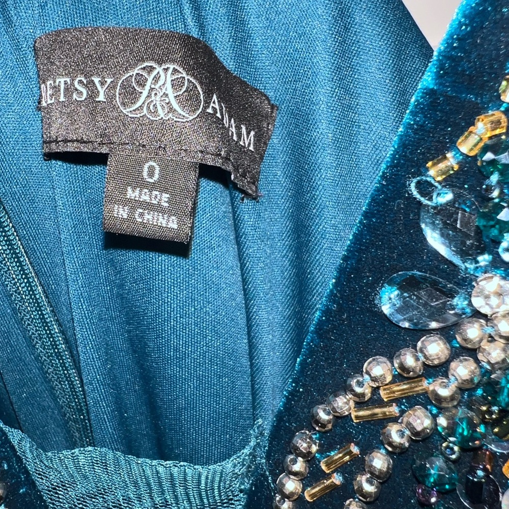Betsy & Adam Navy Teal Backless Dress - Picture 6 of 6